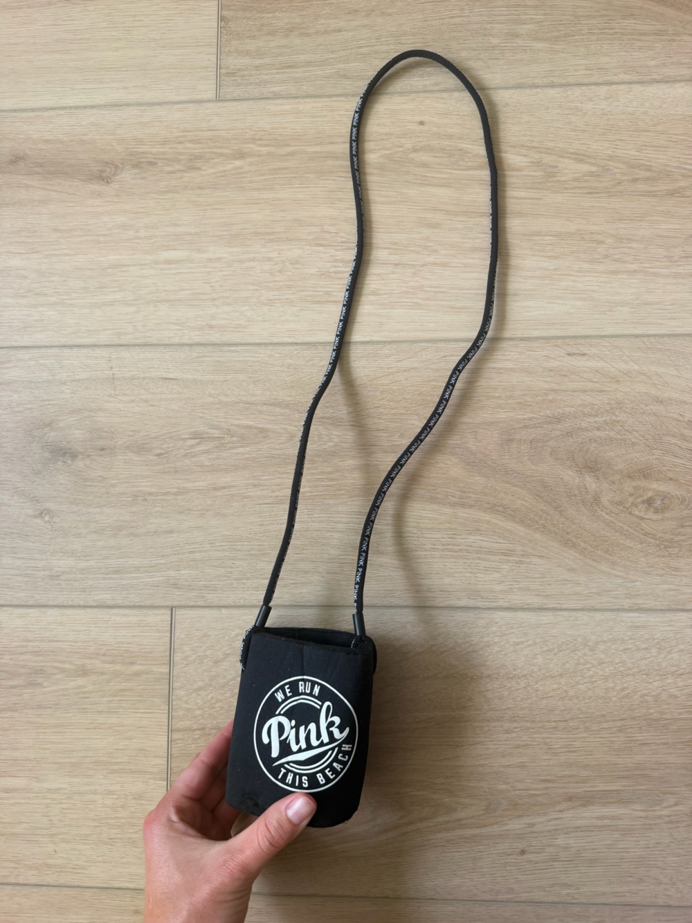 VS Pink Black Neoprene Coozie Lanyard